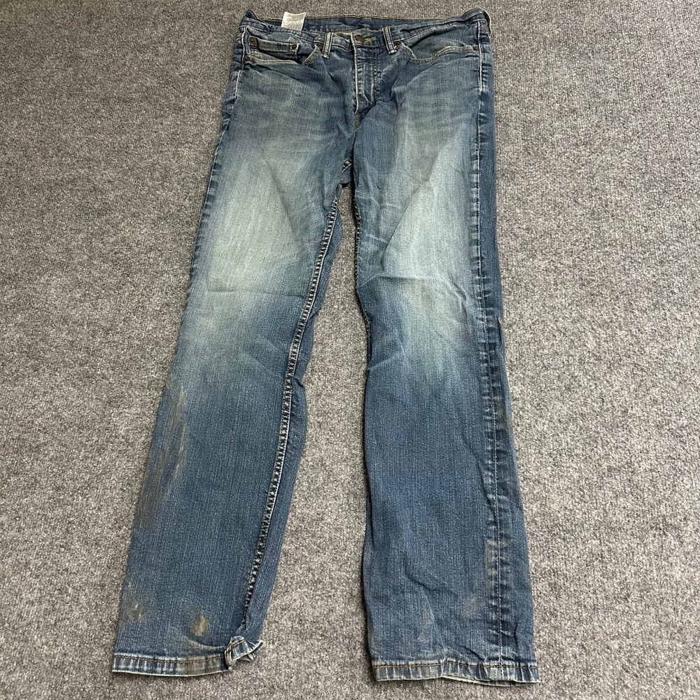 Levi's Jeans Mens Size 34 Blue Slim Straight Denim Medium Wash Stretch Good